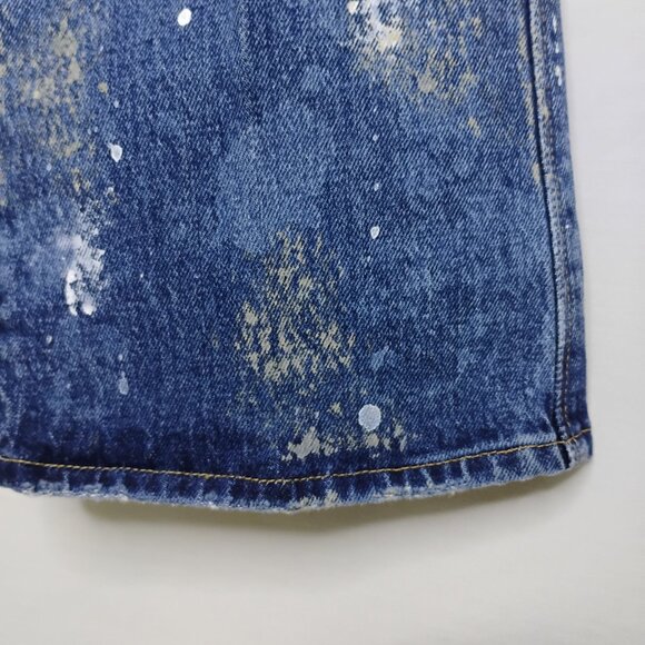 Frame Jeans Le Sylvie Kick Boot Out Paint Splatter Fray High Rise Crop Denim 24 - Picture 8 of 11